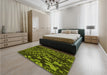 Round Machine Washable Transitional Pistachio Green Rug in a Office, wshpat1351yw