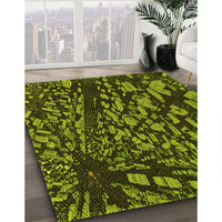 Patterned Pistachio Green Rug, pat1351yw