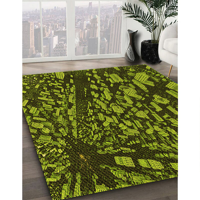 Machine Washable Transitional Pistachio Green Rug in a Family Room, wshpat1351yw