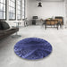 Round Patterned Midnight Blue Rug in a Office, pat1352blu