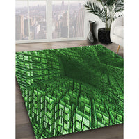 Patterned Deep Emerald Green Rug, pat1352grn