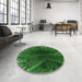 Round Patterned Deep Emerald Green Rug in a Office, pat1352grn