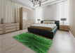 Patterned Deep Emerald Green Rug in a Bedroom, pat1352grn