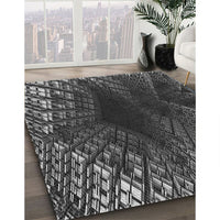 Patterned Charcoal Black Rug, pat1352gry