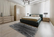 Patterned Charcoal Black Rug in a Bedroom, pat1352gry