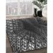 Patterned Charcoal Black Rug in Family Room, pat1352gry