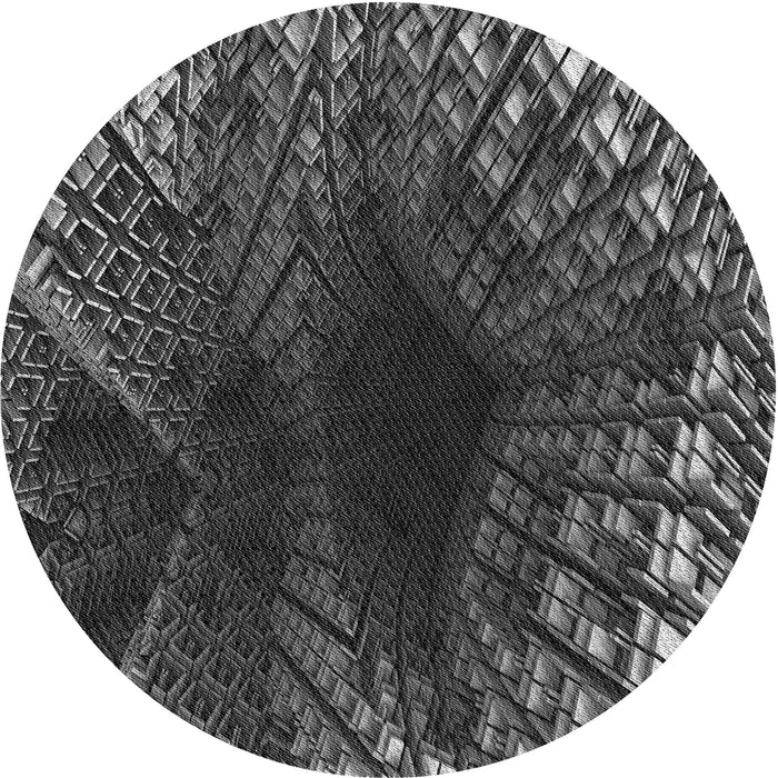 Square Patterned Charcoal Black Rug, pat1352gry