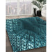 Machine Washable Transitional Deep Teal Green Rug in a Family Room, wshpat1352lblu