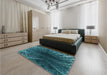 Patterned Deep Teal Green Rug in a Bedroom, pat1352lblu