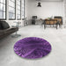 Round Patterned Purple Rug in a Office, pat1352pur