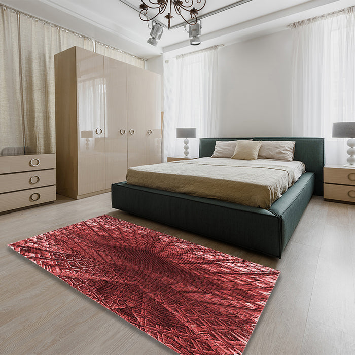 Patterned Orange Rug in a Bedroom, pat1352rd
