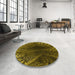 Round Patterned Red Rug in a Office, pat1352yw