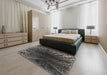 Machine Washable Transitional Sage Green Rug in a Bedroom, wshpat1352