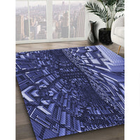 Patterned Light Slate Blue Rug, pat1353blu