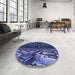 Round Patterned Light Slate Blue Rug in a Office, pat1353blu