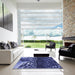 Square Patterned Light Slate Blue Rug in a Living Room, pat1353blu