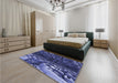 Patterned Light Slate Blue Rug in a Bedroom, pat1353blu