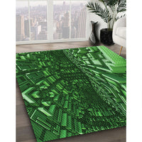 Patterned Deep Emerald Green Rug, pat1353grn