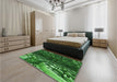 Patterned Deep Emerald Green Rug in a Bedroom, pat1353grn