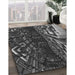 Patterned Charcoal Black Rug in Family Room, pat1353gry