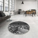 Round Patterned Charcoal Black Rug in a Office, pat1353gry