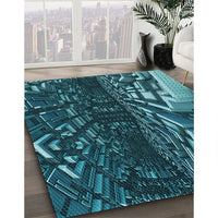 Patterned Deep-Sea Blue Rug, pat1353lblu