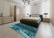 Patterned Deep-Sea Blue Rug in a Bedroom, pat1353lblu