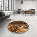 Round Patterned Red Rug in a Office, pat1353org