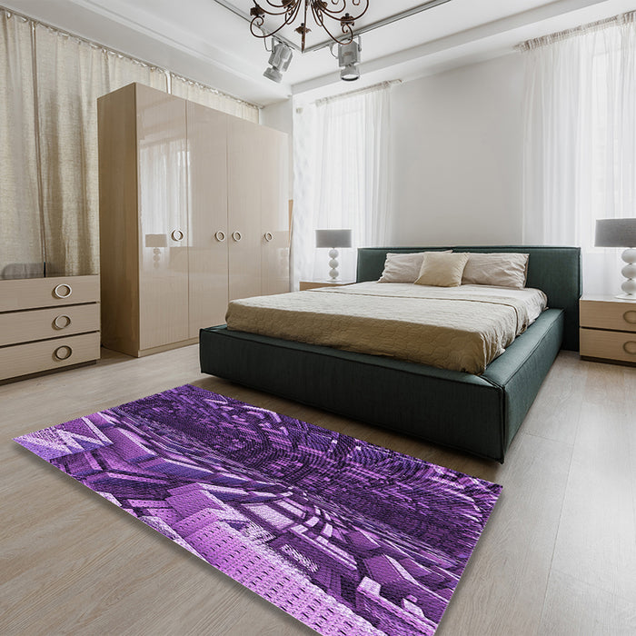 Patterned Purple Rug in a Bedroom, pat1353pur