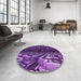 Round Patterned Purple Rug in a Office, pat1353pur