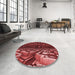 Round Patterned Dark Red Rug in a Office, pat1353rd