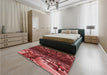 Patterned Dark Red Rug in a Bedroom, pat1353rd