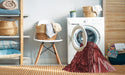 Machine Washable Transitional Dark Red Rug in a Washing Machine, wshpat1353rd