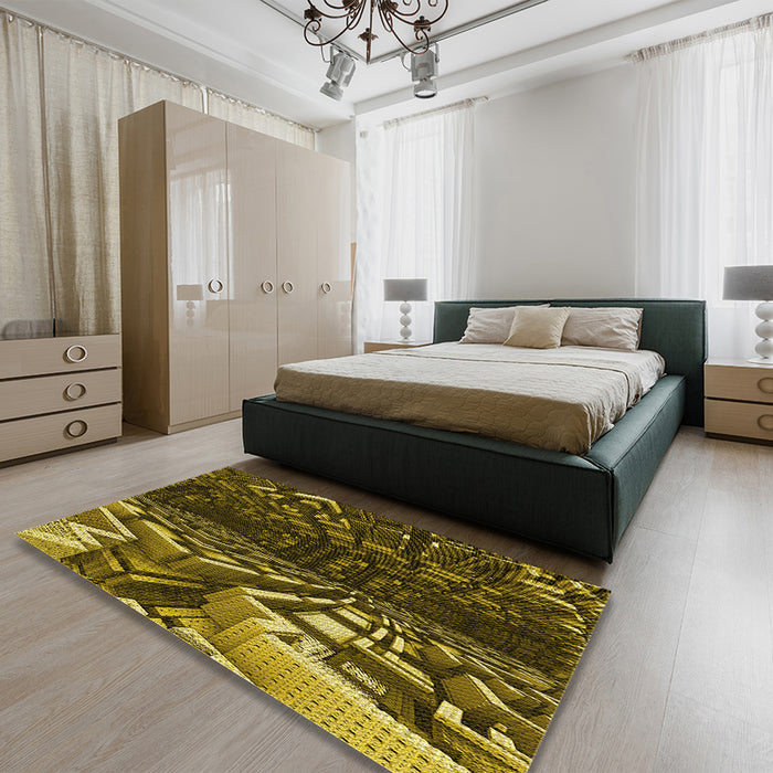 Round Machine Washable Transitional Night Red Rug in a Office, wshpat1353yw