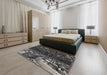 Machine Washable Transitional Midnight Gray Rug in a Bedroom, wshpat1353