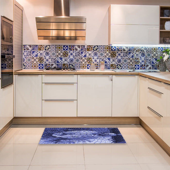 Patterned Sky Blue Rug in a Kitchen, pat1354blu