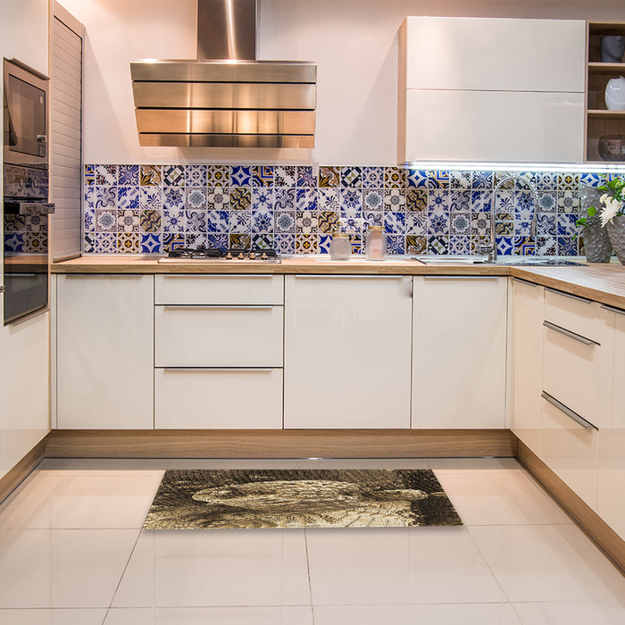 Patterned Peru Brown Rug in a Kitchen, pat1354brn