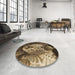 Round Patterned Peru Brown Rug in a Office, pat1354brn