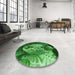 Round Patterned Deep Emerald Green Rug in a Office, pat1354grn