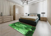 Patterned Deep Emerald Green Rug in a Bedroom, pat1354grn