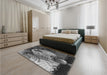 Patterned Gunmetal Gray Rug in a Bedroom, pat1354gry