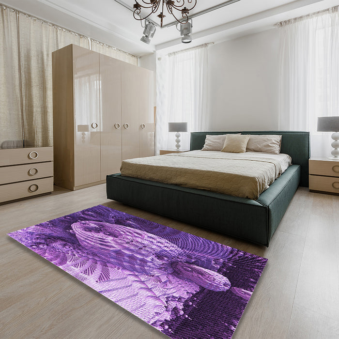 Patterned Purple Rug in a Bedroom, pat1354pur