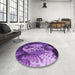 Round Patterned Purple Rug in a Office, pat1354pur