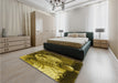 Patterned Orange Gold Rug in a Bedroom, pat1354yw