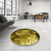 Round Patterned Orange Gold Rug in a Office, pat1354yw