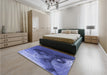 Patterned Sky Blue Rug in a Bedroom, pat1355blu