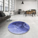 Round Patterned Sky Blue Rug in a Office, pat1355blu