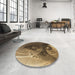 Round Patterned Bronze Brown Rug in a Office, pat1355brn