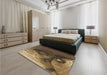 Patterned Bronze Brown Rug in a Bedroom, pat1355brn