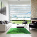 Machine Washable Transitional Deep Emerald Green Rug in a Kitchen, wshpat1355grn